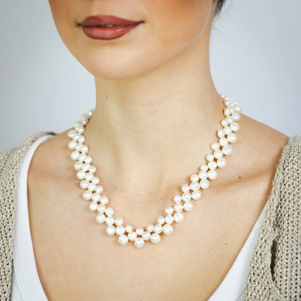 Freshwater Button Pearl 43cm Necklace Strand on Sterling Silver Extendable Clasp - Image 3