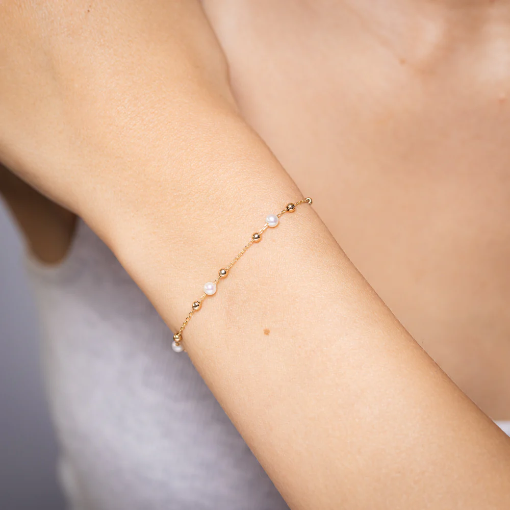 Freshwater Pearl Fancy Bracelet 19.10cm in 9ct Yellow Gold - Image 4