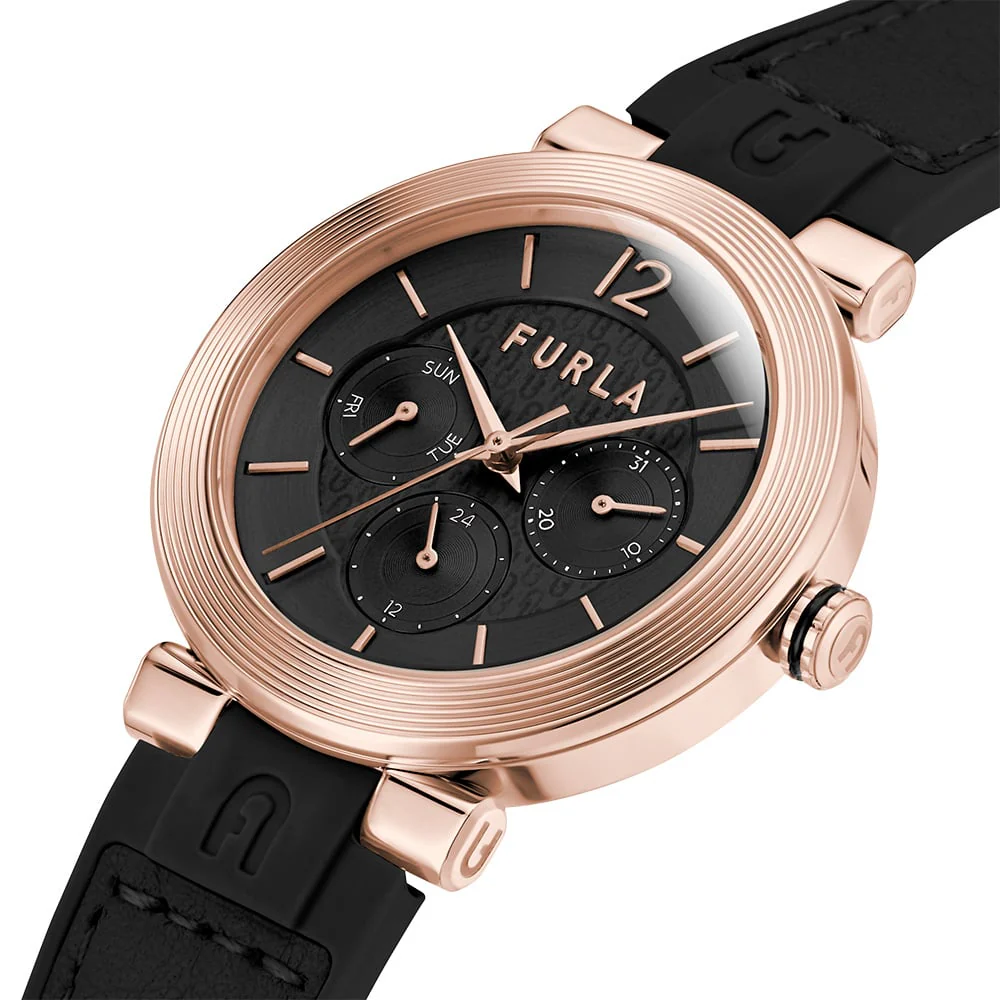 Furla Block WW00011002L3 Multifunction Black Leather Ladies Watch - Image 4