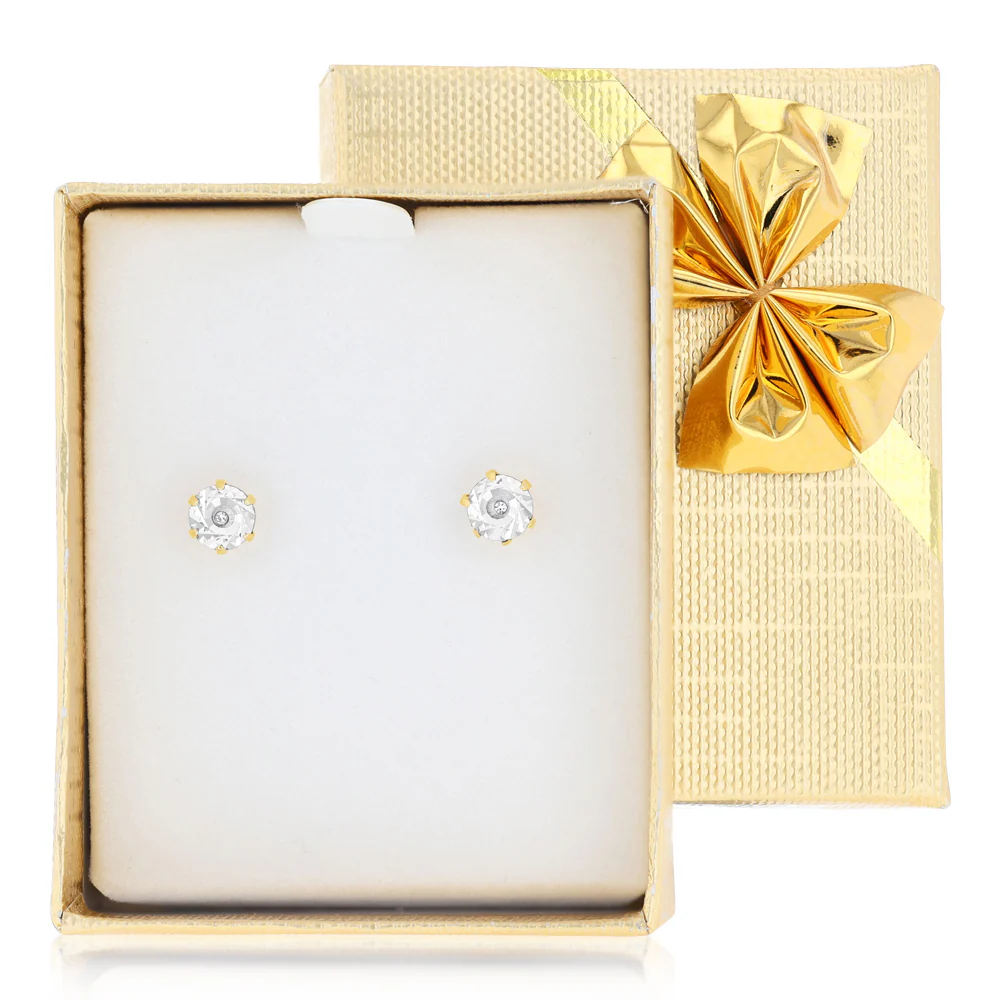 Gift Boxed Hypo Allergenic Gold Plated Diamond Studs - Image 2