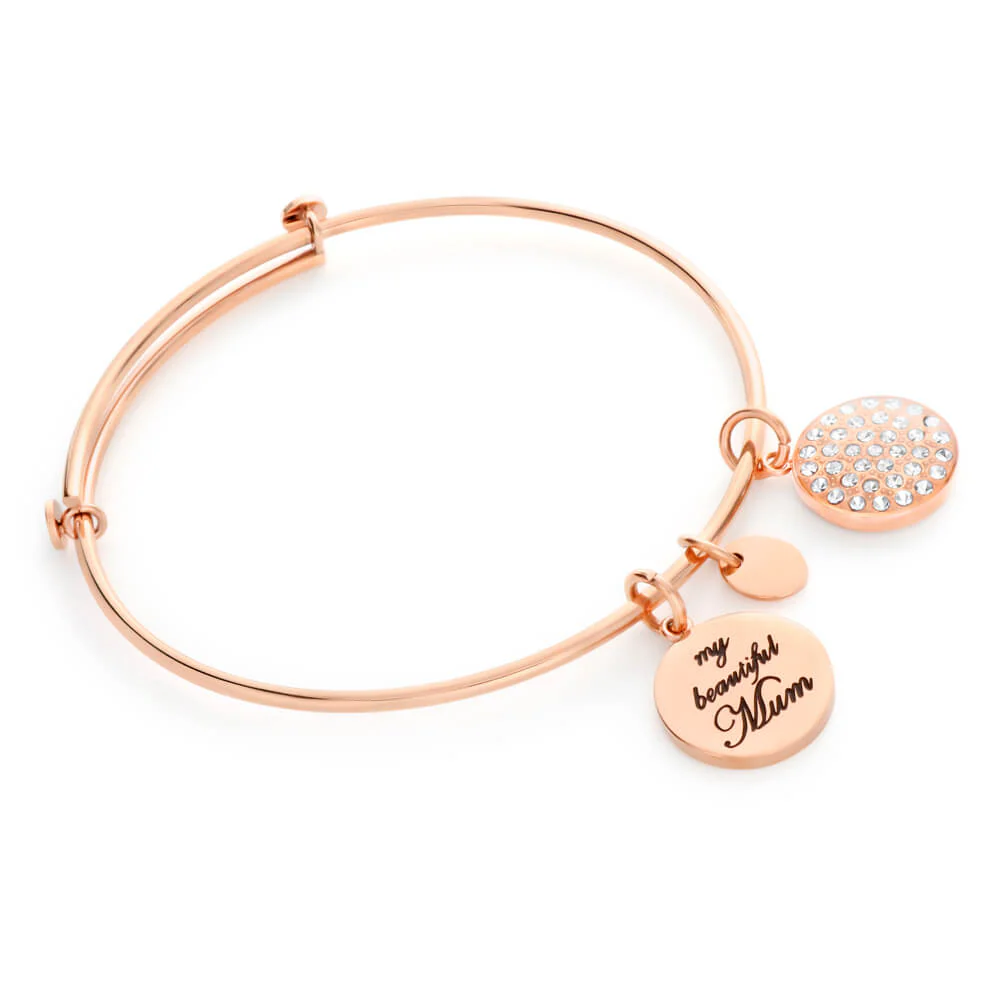 Gold Plated Crystal My Beautiful Mum Bangle - Image 2