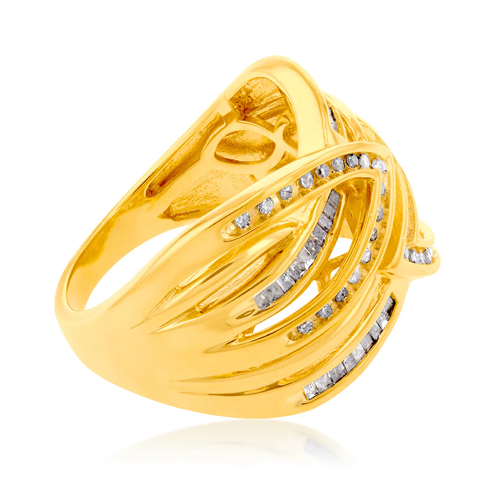 Gold Plated Silver 1/2 Carat Diamond Dress Ring - Image 2