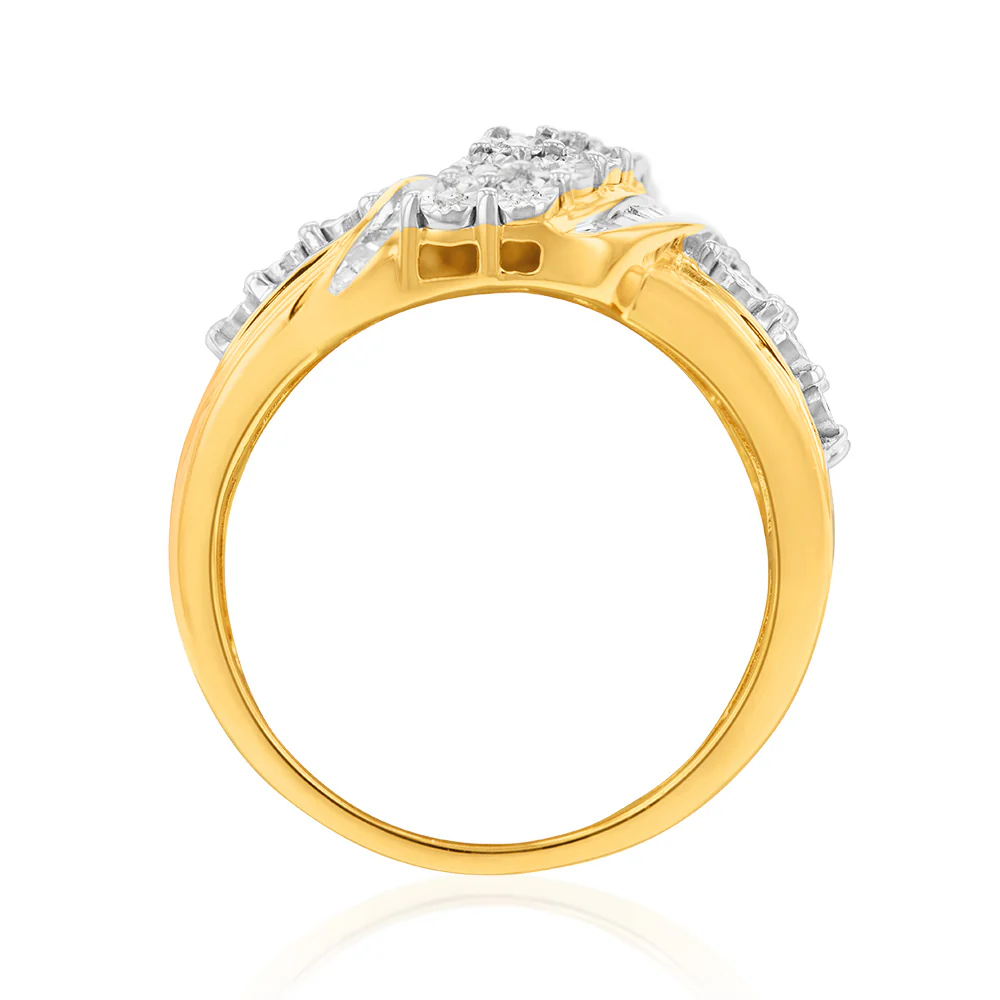 Gold Plated Silver 1/2 Carat Diamond Dress Ring - Image 2