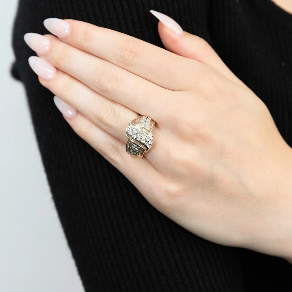 Gold Plated Silver 1/2 Carat Diamond Dress Ring - Image 3