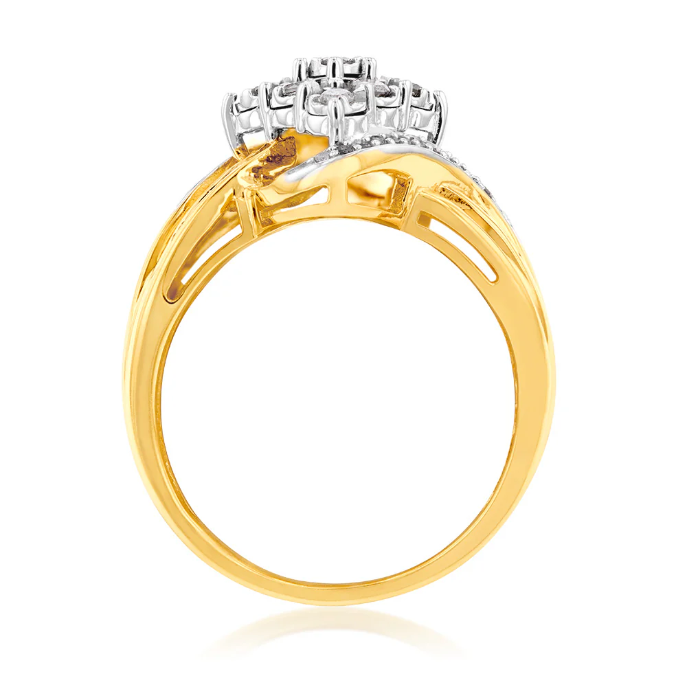 Gold Plated Silver 1/2 Carat  Diamond Ring - Image 2