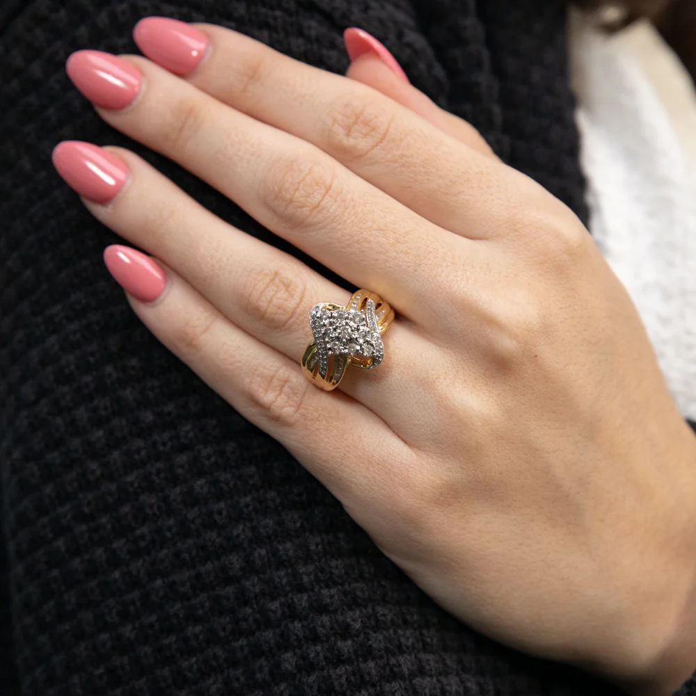 Gold Plated Silver 1/2 Carat  Diamond Ring - Image 3