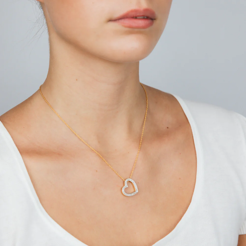 Gold Plated Silver 1/4 Carat Diamond Pendant on 45cm Chain - Image 2