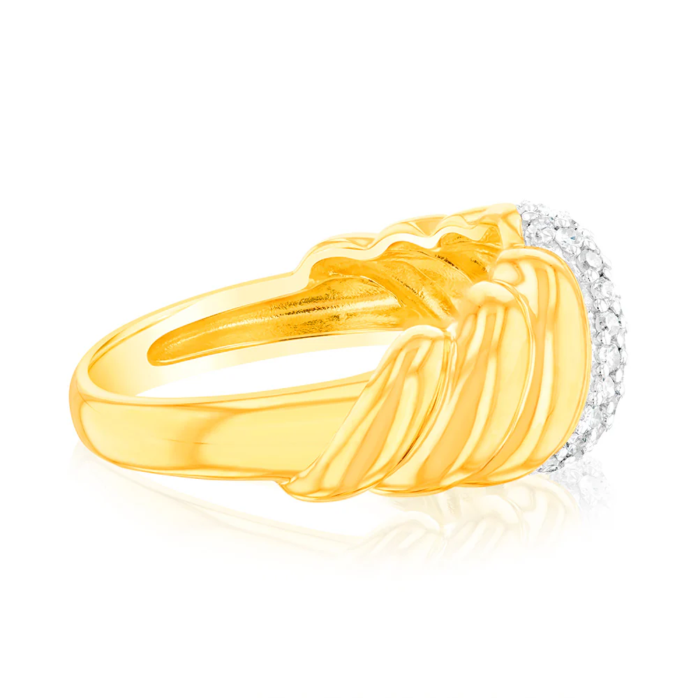Gold Plated Silver 1/6 Carat Diamond Ring - Image 2