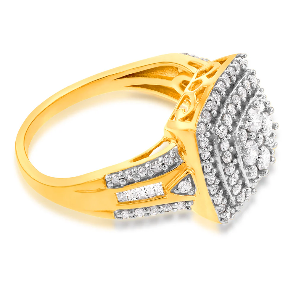 Gold Plated Silver 1 Carat Diamond Dress Ring - Image 3