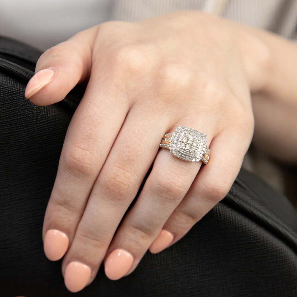 Gold Plated Silver 1 Carat Diamond Dress Ring - Image 4
