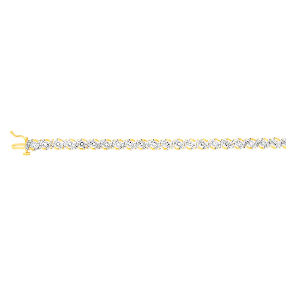Gold Plated Sterling Silver 0.45 Carat 18cm Diamond Bracelet - Image 2
