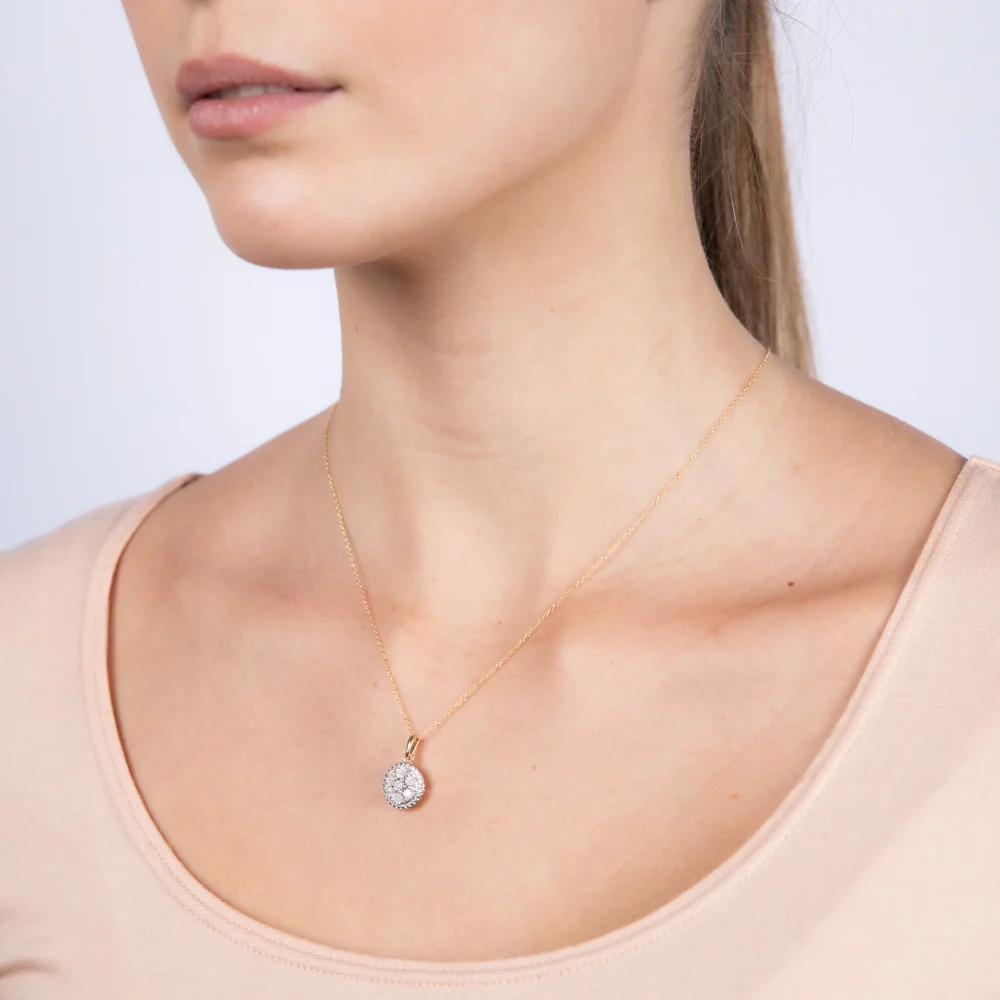 Gold Plated Sterling Silver 0.45 Carat Earring & Pendant Set on 45cm Chain - Image 4