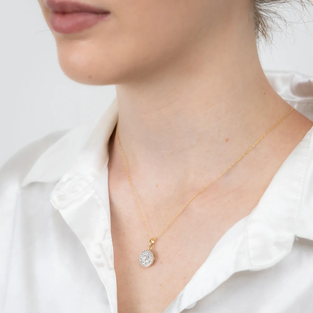 Gold Plated Sterling Silver 1/10 Carat Diamonds Pendant on 46cm Chain - Image 2
