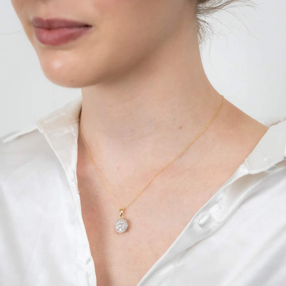 Gold Plated Sterling Silver 1/10 Carat Diamonds Pendant on 46cm Chain - Image 3