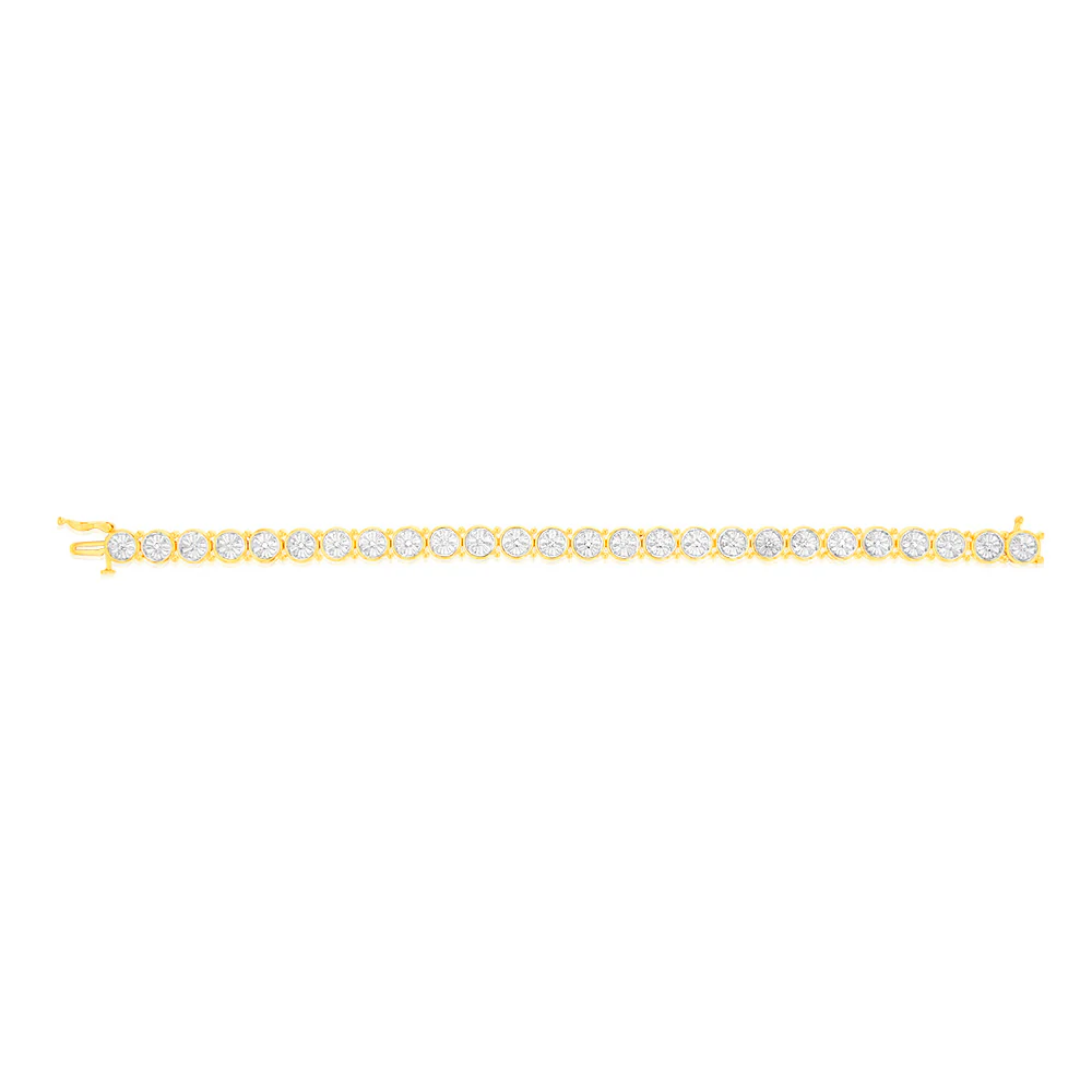 Gold plated Sterling Silver 1/4 Carat Natural Diamond 18cm Bracelet - Image 2