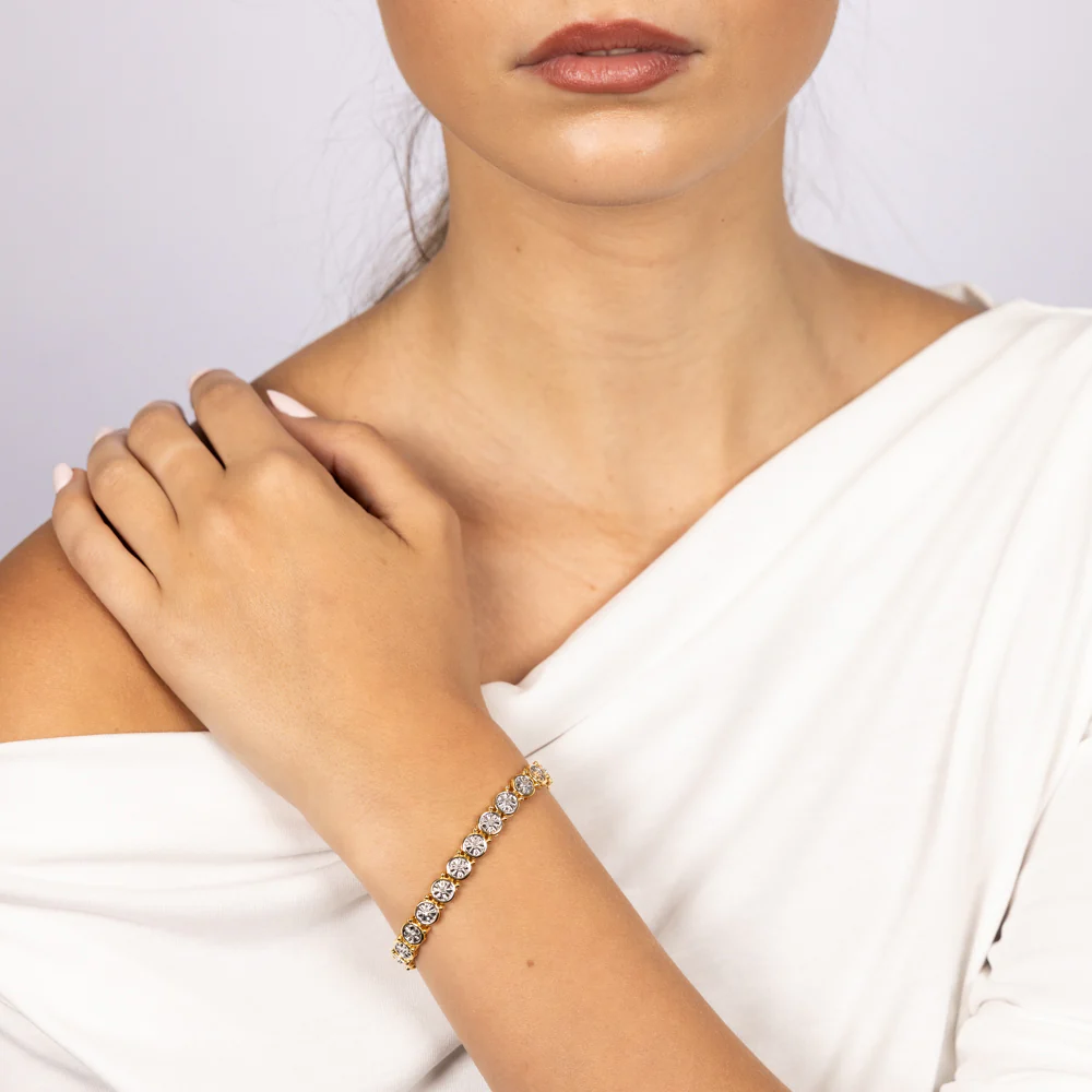 Gold plated Sterling Silver 1/4 Carat Natural Diamond 18cm Bracelet - Image 3