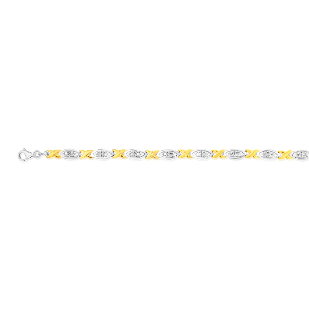 Gold Plated Sterling Silver 1/5 Carat Diamond 18cm Bracelet - Image 2