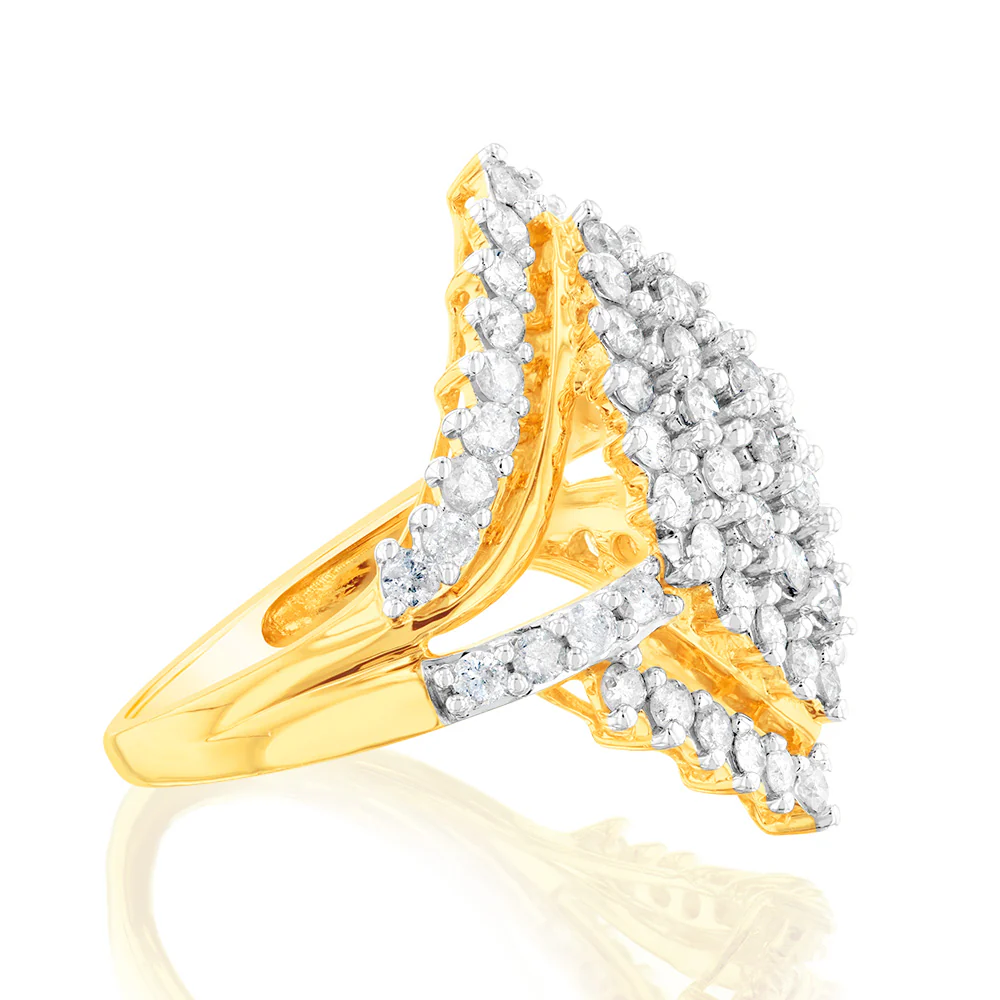 Gold Plated Sterling Silver 1.9 Carat Diamond Cluster Ring - Image 2