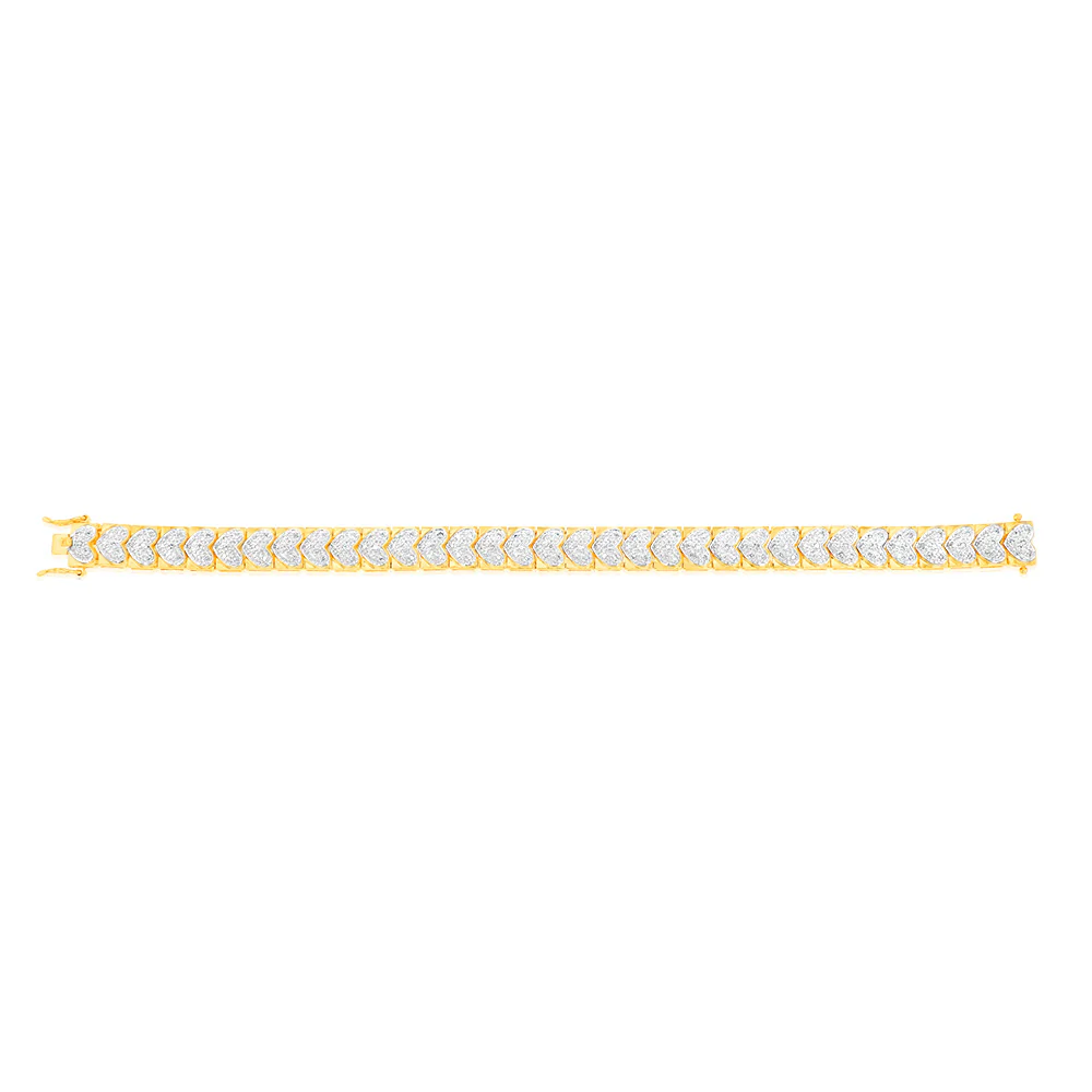 Gold plated Sterling Silver 1 Carat Heart Natural Diamond 18.5cm Bracelet - Image 2
