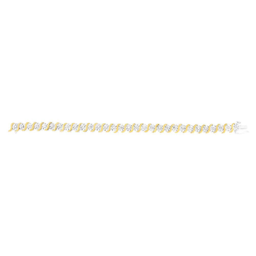 Gold plated Sterling Silver 1 Carat Natural Diamond Bracelet - Image 2