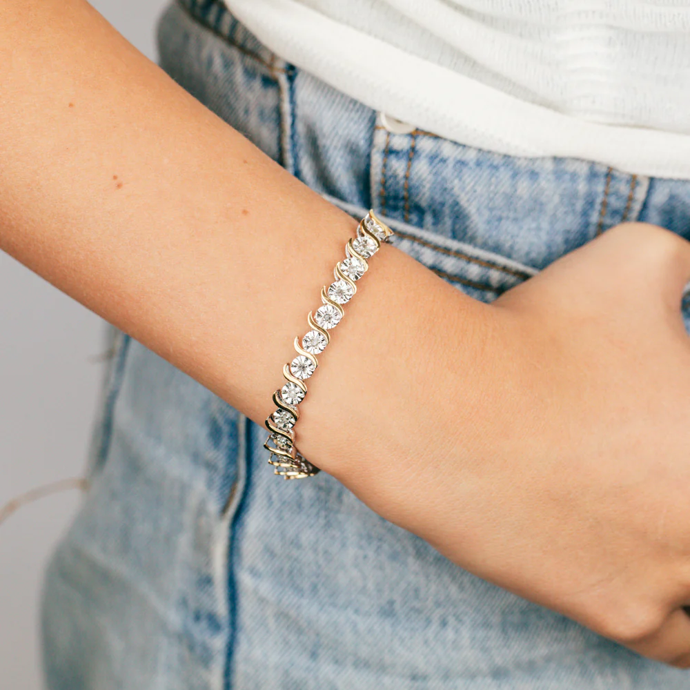 Gold plated Sterling Silver 1 Carat Natural Diamond Bracelet - Image 3