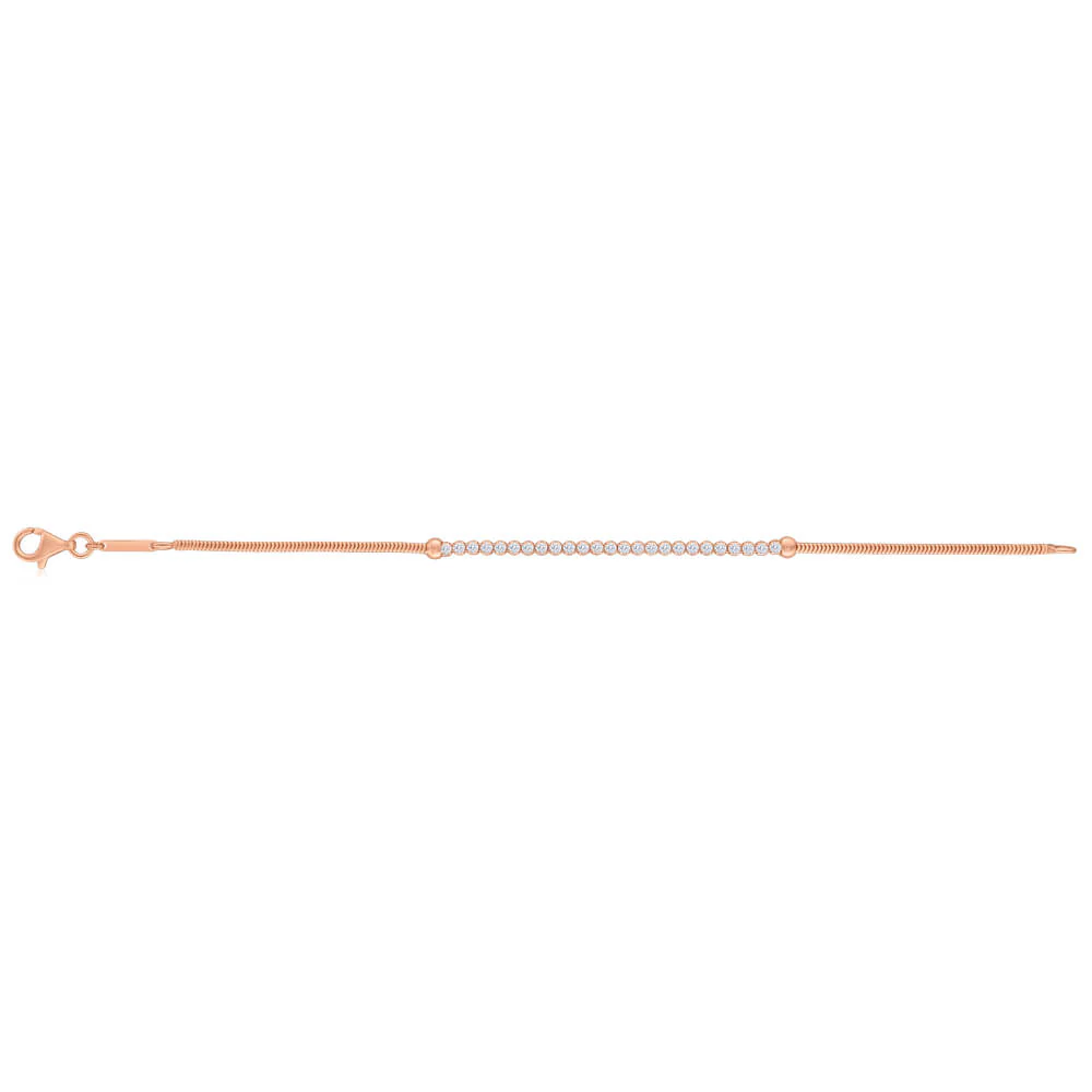 Gold Plated Sterling Silver Cubic Zirconia 18cm Bracelet - Image 2