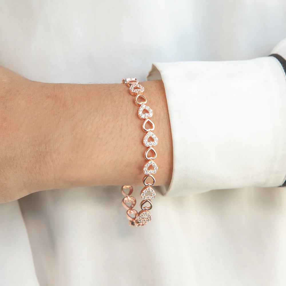 Gold Plated Sterling Silver Cubic Zirconia 19cm Bracelet - Image 3