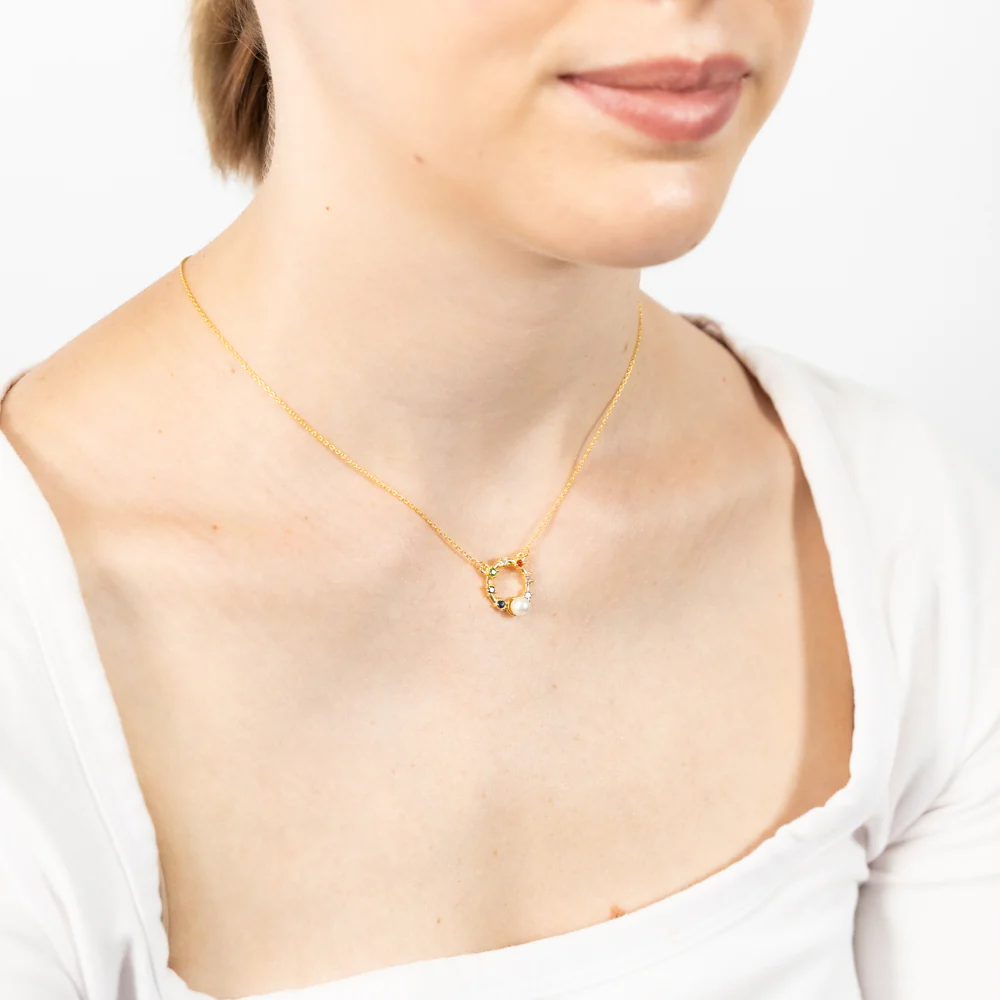 Gold Plated Sterling Silver Cubic Zirconia Simulated Pearl Pendant With 45cm Chain - Image 2