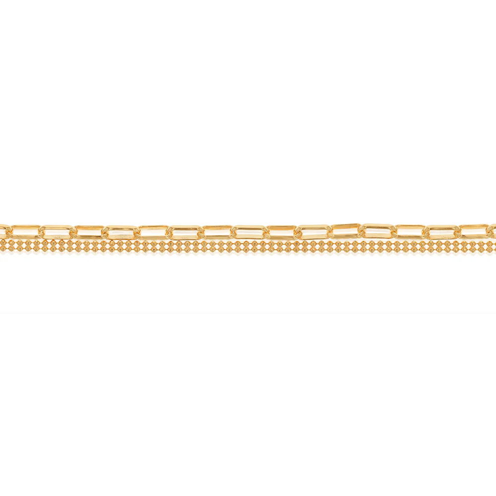 Gold Plated Sterling Silver Double Strand Paperclip Bracelet - Image 3