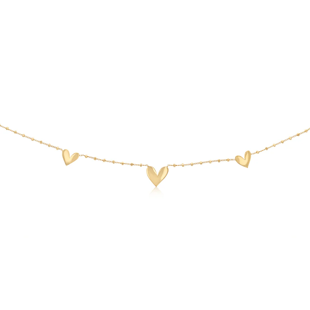 Gold Plated Sterling Silver Hearts Necklace - Image 2