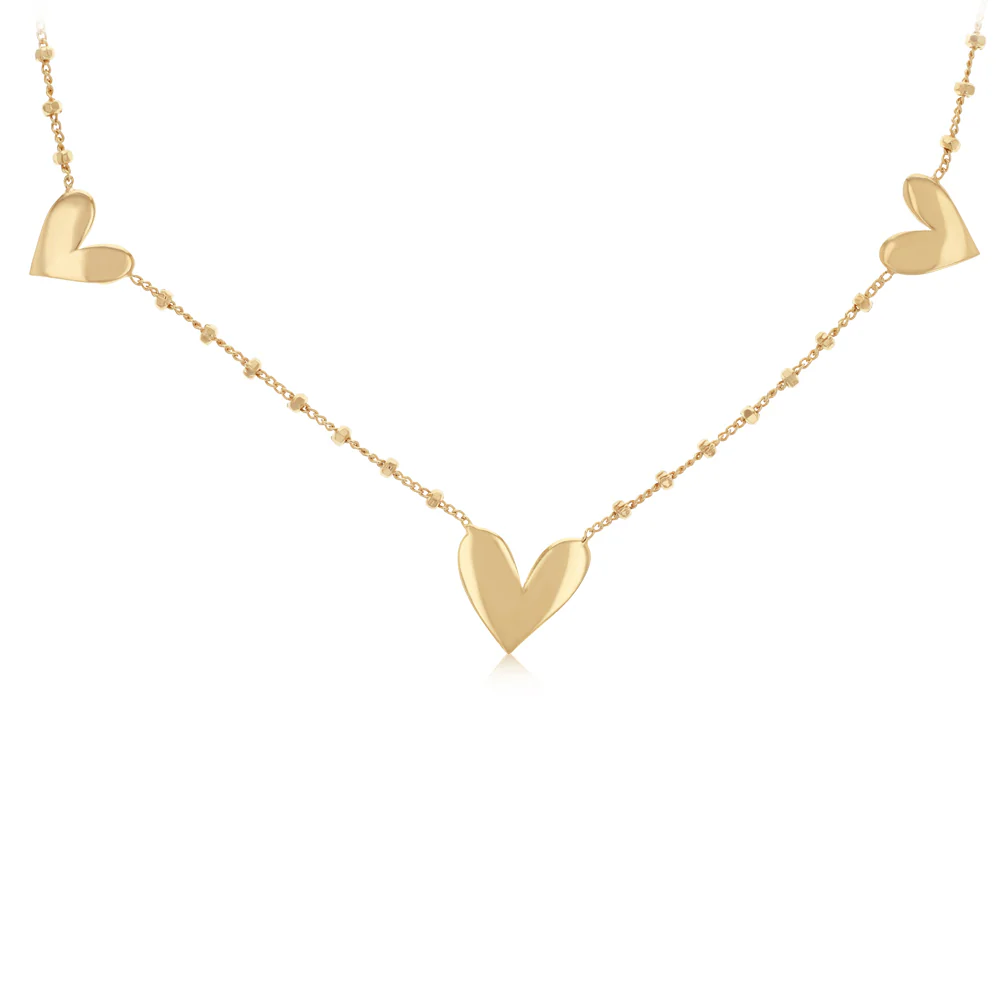 Gold Plated Sterling Silver Hearts Necklace - Image 3