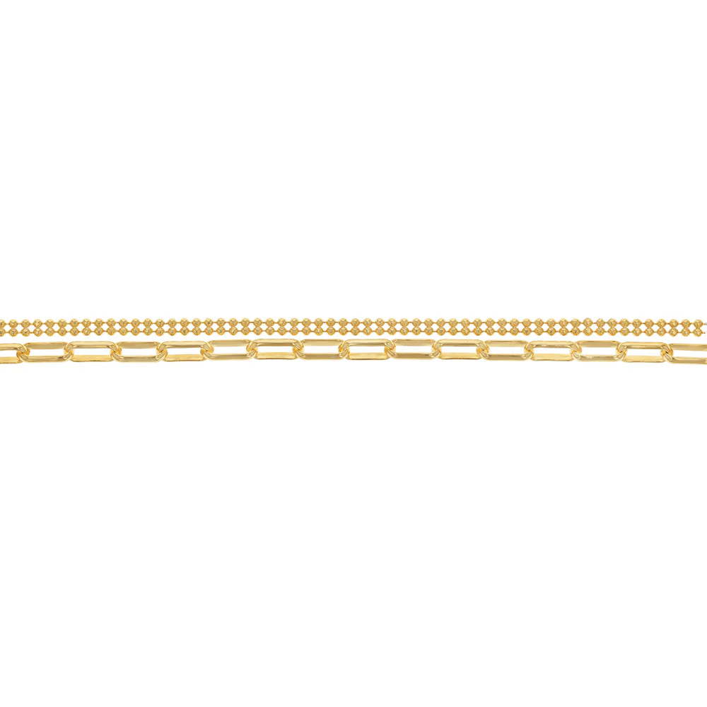 Gold Plated Sterling Silver Layered Link Chain Necklace - Image 3