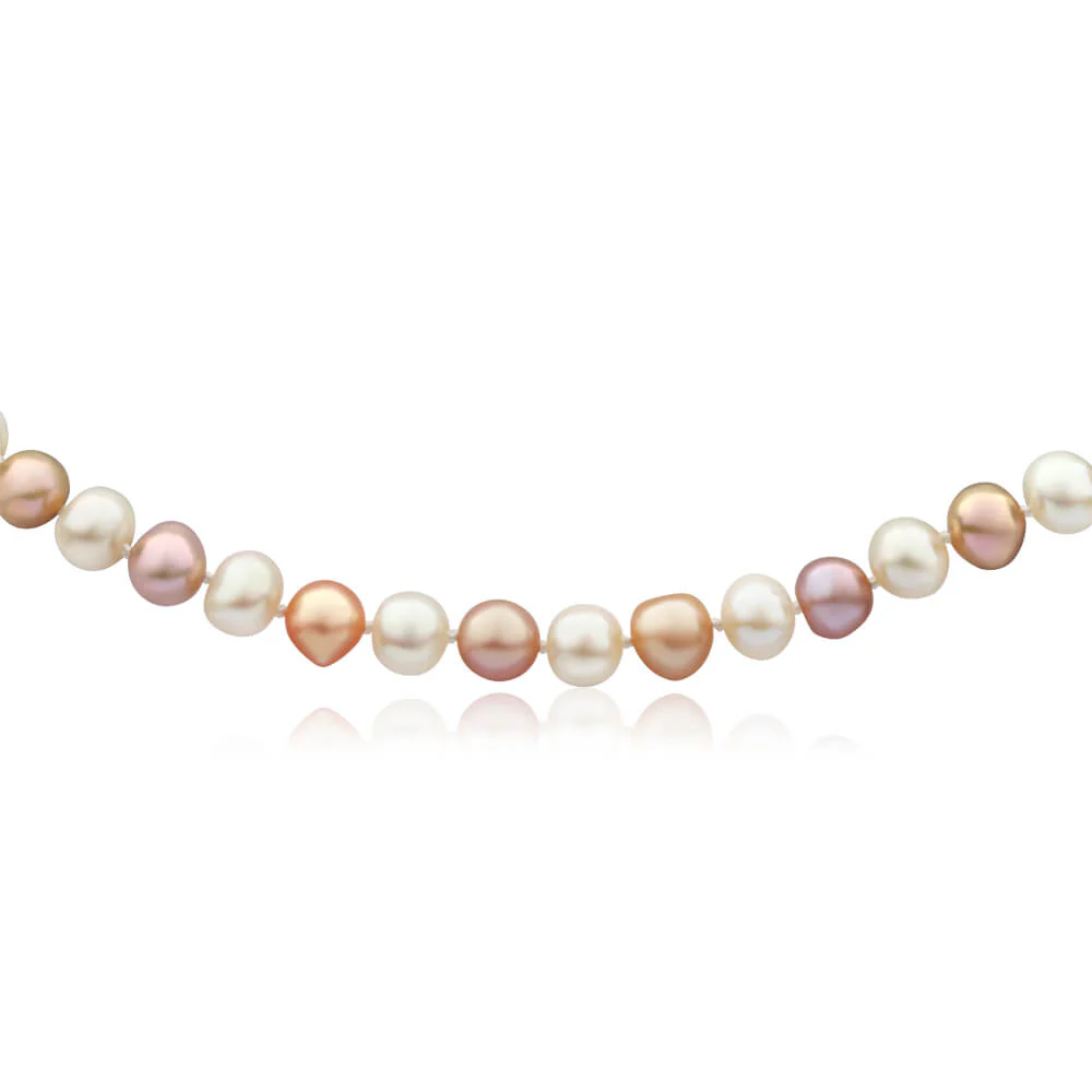 Gold Plated Sterling Silver Mixed Colour Freshwater Pearl Necklace - Image 2