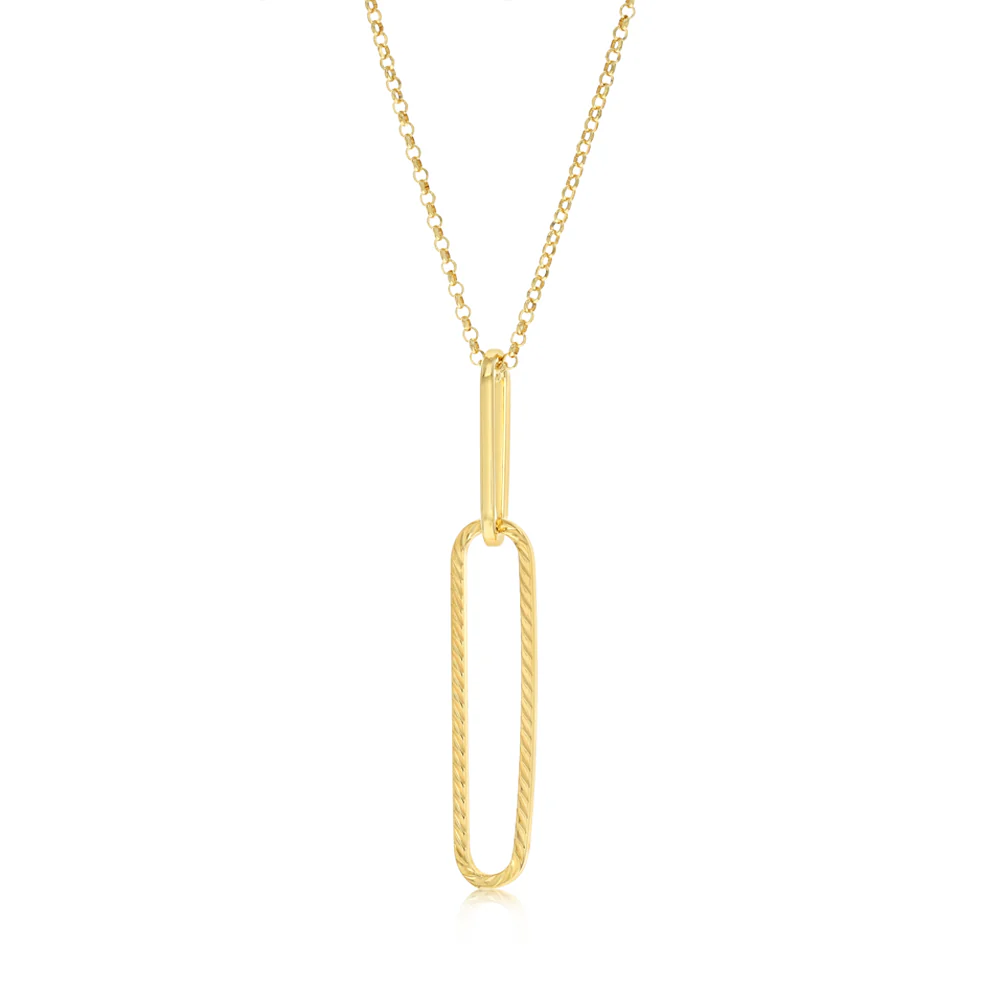 Gold Plated Sterling Silver Paperclip Link Pendant Necklace - Image 2