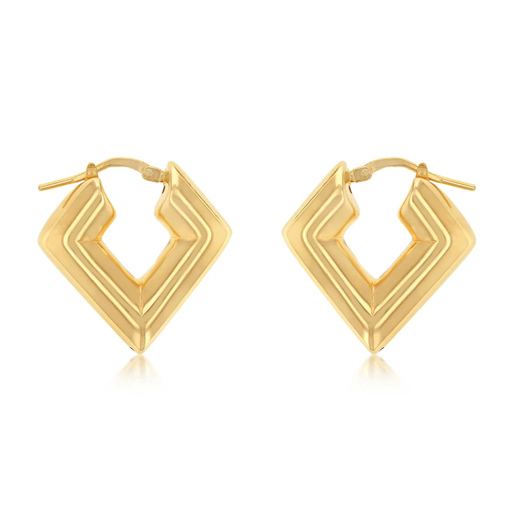 Gold Plated Sterling Silver Square Hoop Earrings - Image 2