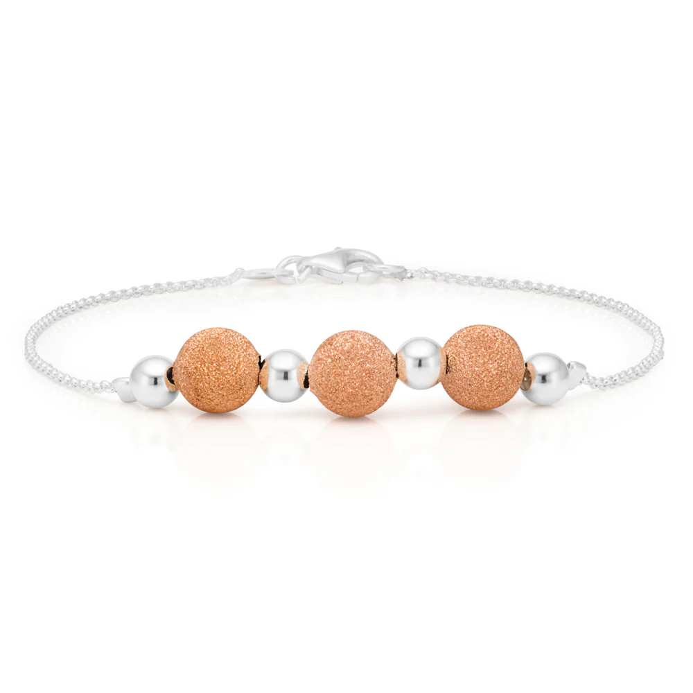 Gold Plated Sterling Silver Stardust Ball Fancy 19cm Bracelet - Image 2