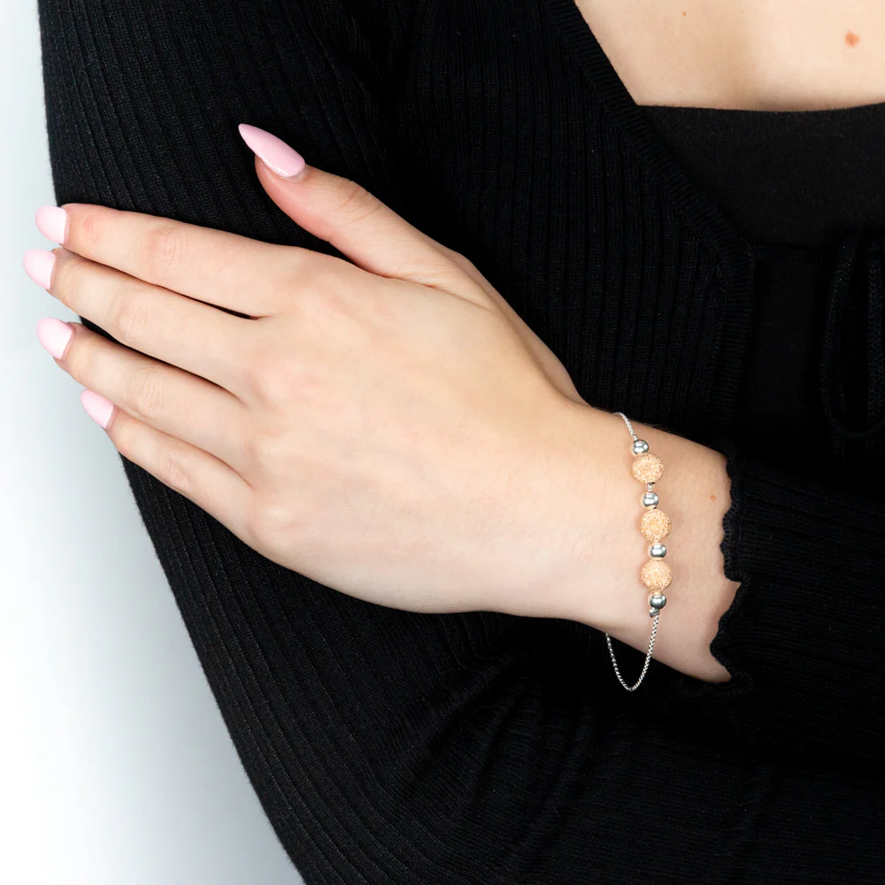 Gold Plated Sterling Silver Stardust Ball Fancy 19cm Bracelet - Image 3