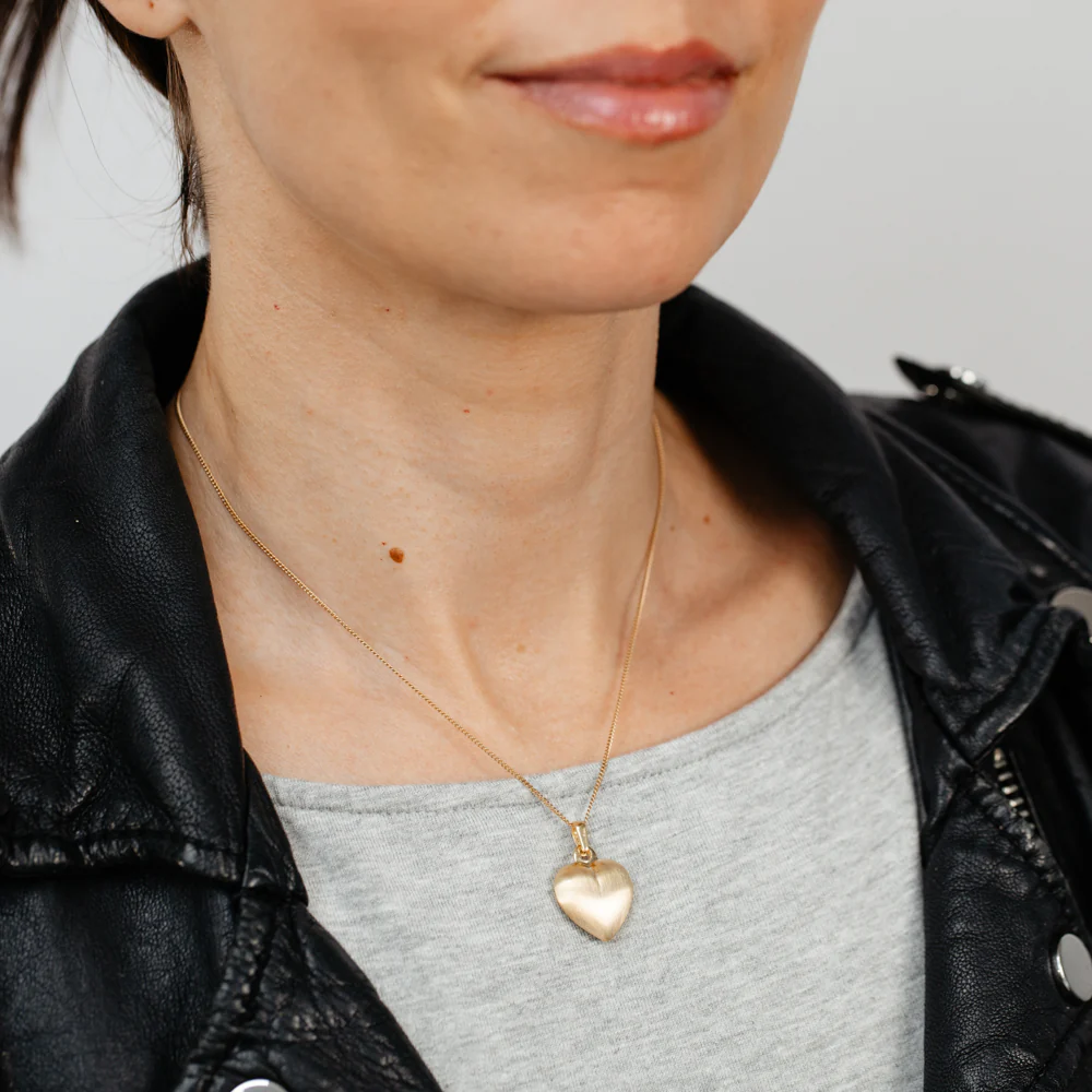 Gold Plated Sterling Silver Textured Heart Pendant - Image 3