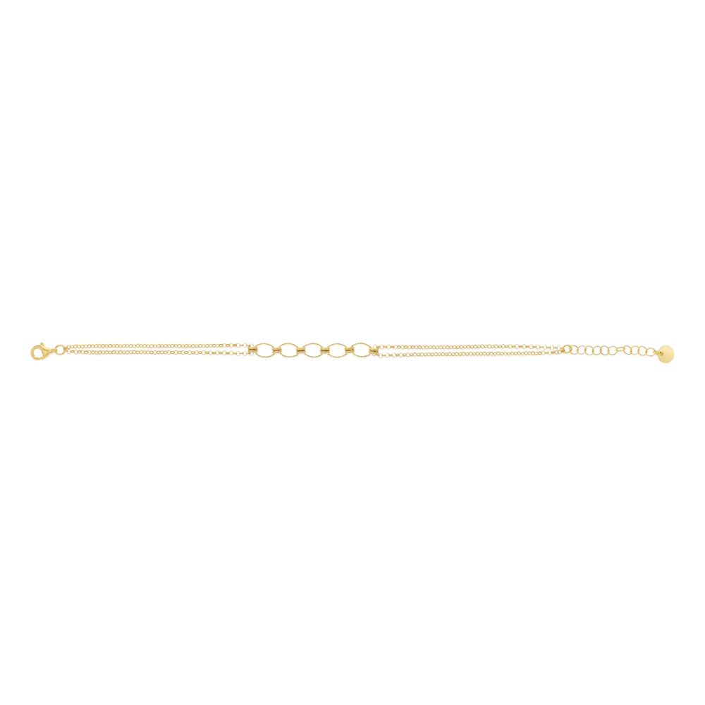 Gold Plated Sterling Silver Trace Link Ball Charm Bracelet - Image 2