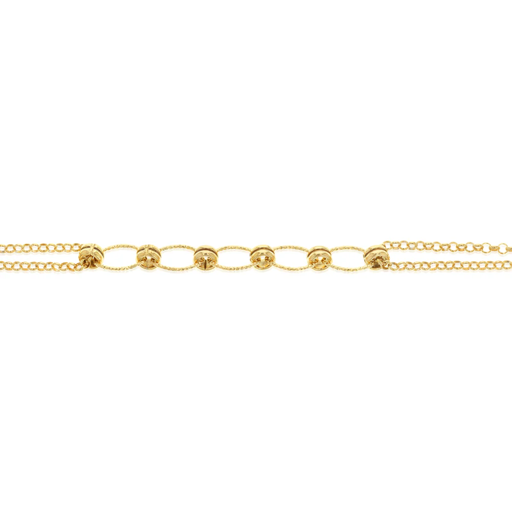 Gold Plated Sterling Silver Trace Link Ball Charm Bracelet - Image 3