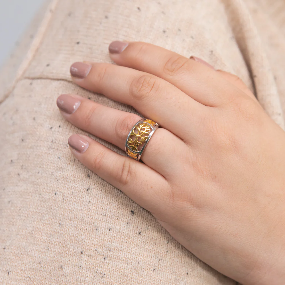 Gold Plated Sterling Silver Tree Of Life Band Ring - Image 2