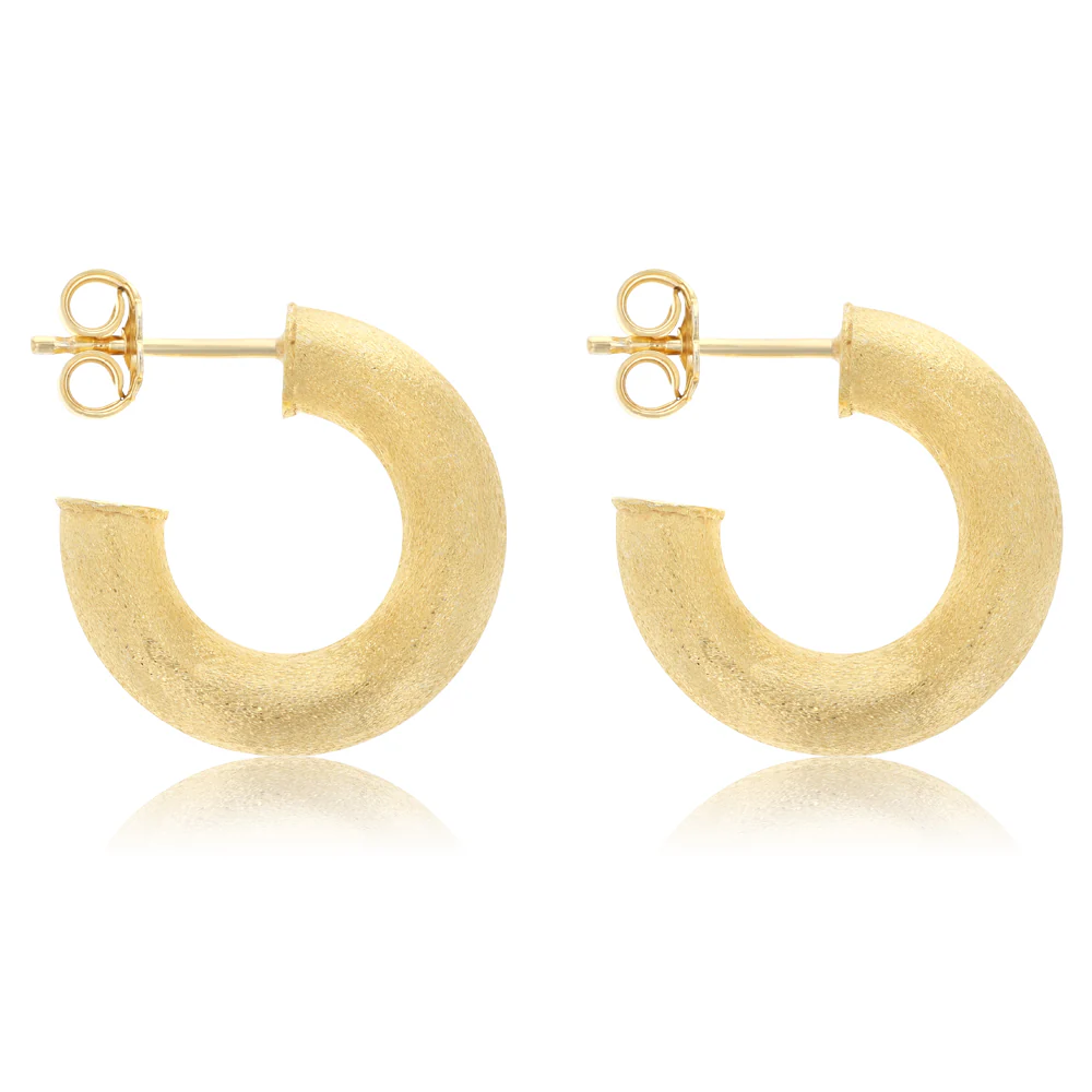 Gold Plated Sterling Silver Tube Hoop Earrings - Image 2