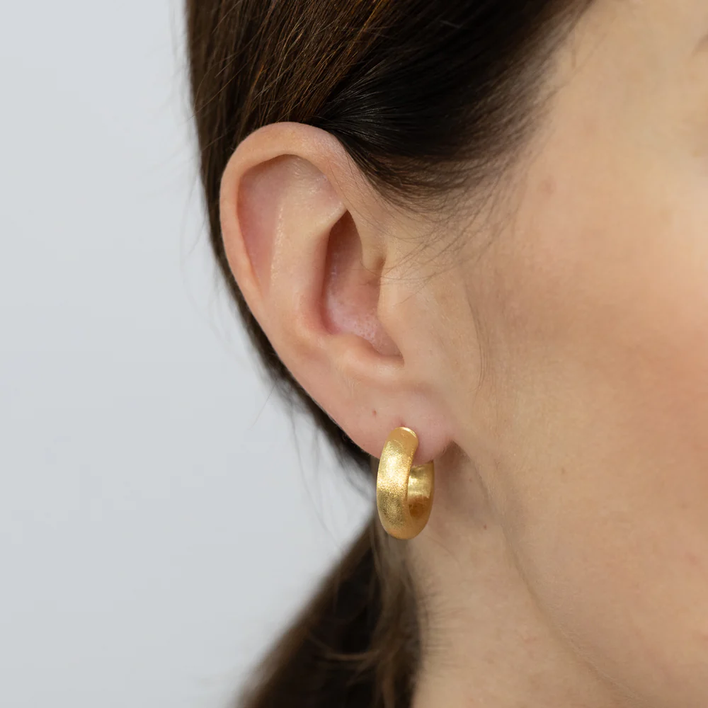 Gold Plated Sterling Silver Tube Hoop Earrings - Image 3