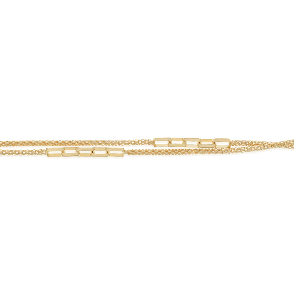 Gold Plated Sterling Silver Two Strand Bar Chain Bracelet - Image 3