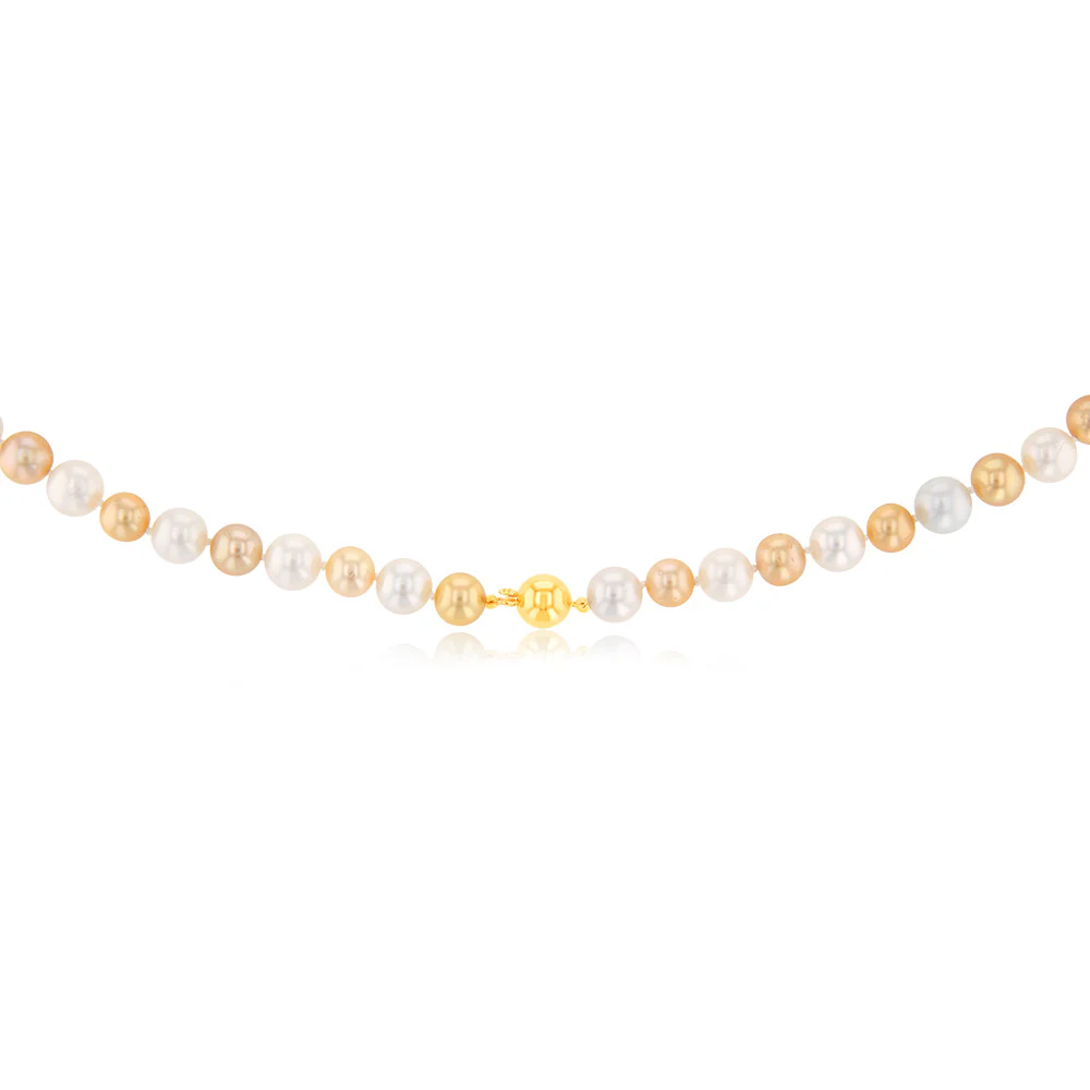 Golden and White South Sea 8-10mm Pearl Strand with 9ct Yellow Gold Clasp - Image 2