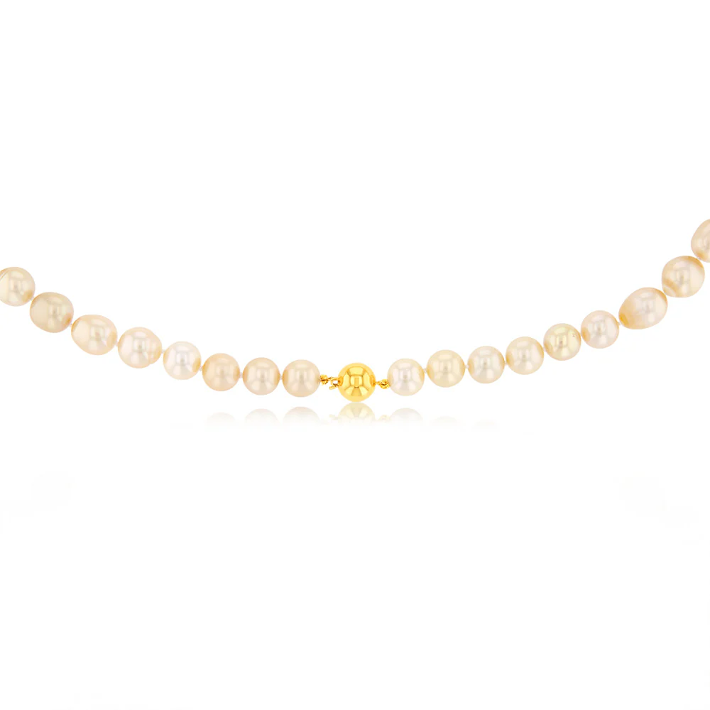 Golden South Sea 10mm Pearl Strand with 9ct Yellow Gold Clasp - Image 2
