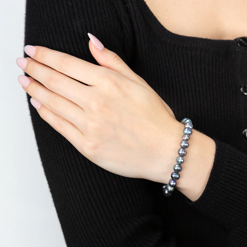 Grey 7.5-8mm Freshwater Pearl Bracelet - Image 3