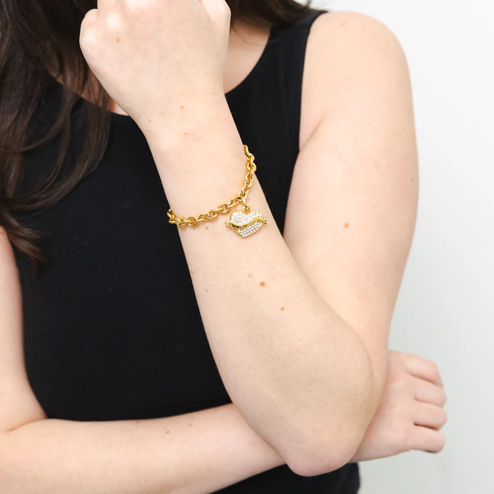 Guess Crystal Heart Charm Bracelet - Image 2