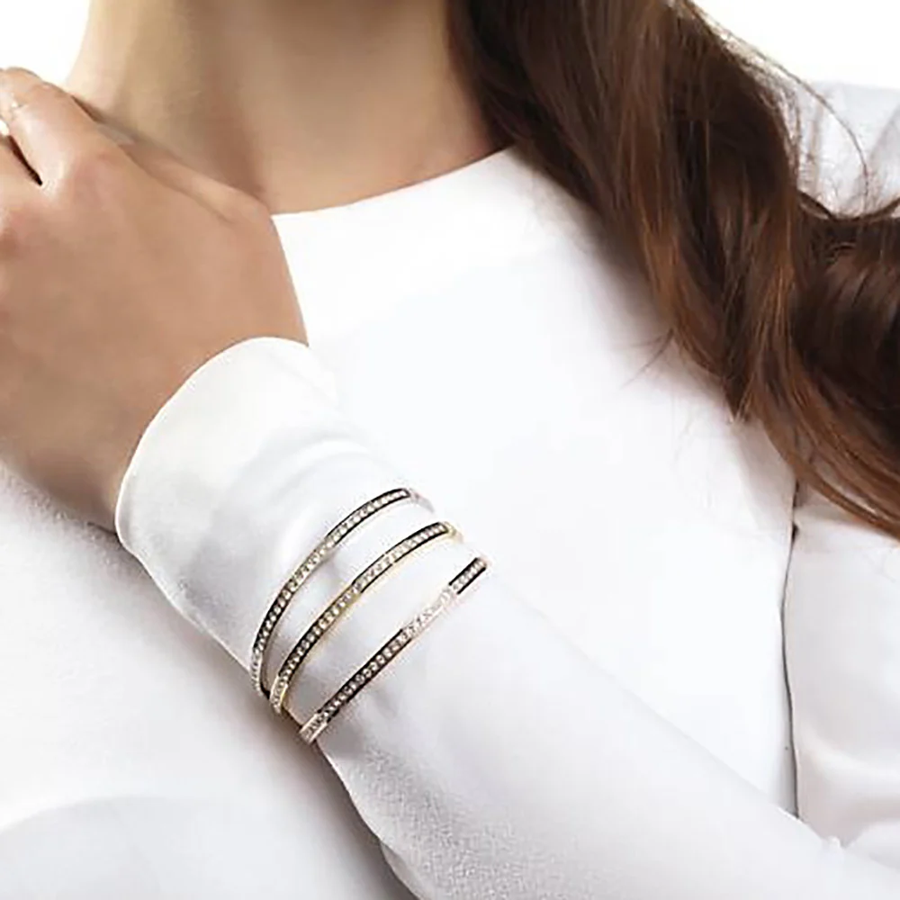 GUESS Gold Plated Crystal Pave Bangle - Image 2