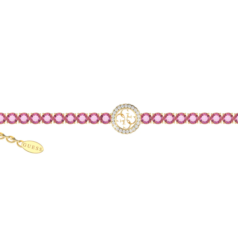 Guess Gold Plated Stainless Steel 3mm 4G Logo Cubic Zirconia Tennis Bracelet - Image 2